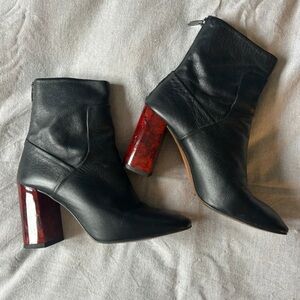 Topshop Black Boots with Striking Red Heel